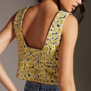 Anthropologie Maeve Button-Side Top in Sunflower